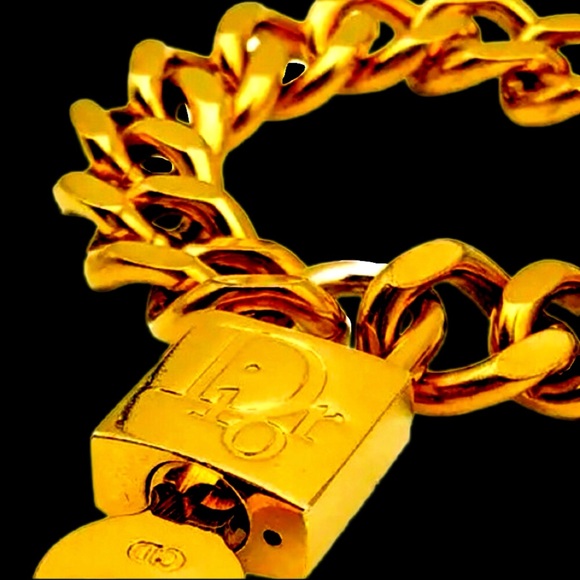 Christian Dior By John Galliano Vintage Runway Chain Link Logo Padlock Bracelet - Picture 10 of 16